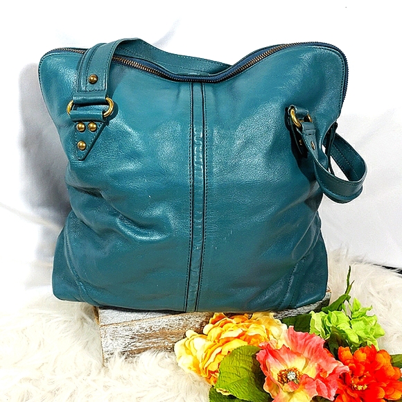 Kate Landry Turquoise Leather Large Satchel EUC - Picture 4 of 8